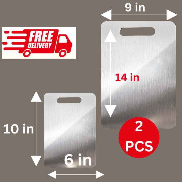 2/3PCS Titanium Coated Stainless Steel Cutting Board – Double-Sided, Anti-Slip
