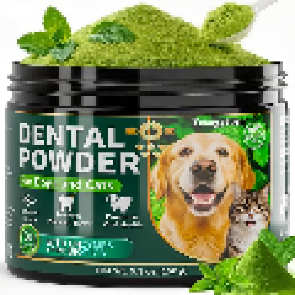 Dog Dental Powder – Herbal Teeth Cleaner, Tartar & Plaque Reduction, Mint Breath