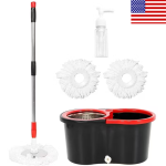 360° Spin Mop and Bucket with Wringer Set Spinning Mop System 4 Mop Refill