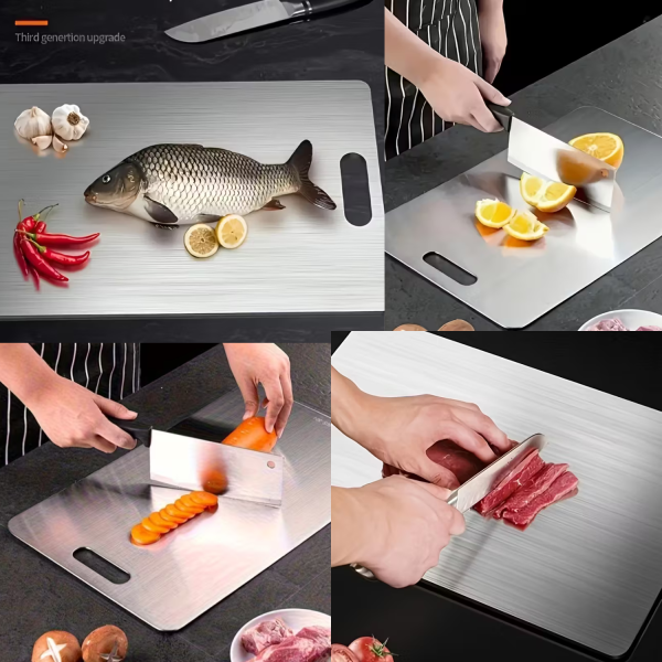 2/3PCS Titanium Coated Stainless Steel Cutting Board – Double-Sided, Anti-Slip