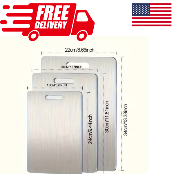 2/3PCS Titanium Coated Stainless Steel Cutting Board – Double-Sided, Anti-Slip