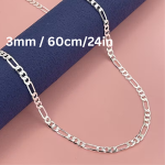 Stainless Steel Chain Necklace – Unisex Silver for Men & Women 20in 24in, 3mm B Budget Basket Deals (108)