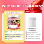 Creatine Monohydrate Gummies, 5g Creatine Gummies for Women & Men.Pre-Workout & Muscle Growth Support, Contains BCAA, Collagen, Sugar-Free, 120 Count