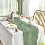 IVAPUPU 2 Pcs Cheesecloth Table Runner - 10ft Sage Green Easter Decor Boho Gauze Cheese Cloth Table Runners for Baby Shower Decorations Wedding Party Spring Garden Farmhouse