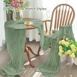 IVAPUPU 2 Pcs Cheesecloth Table Runner - 10ft Sage Green Easter Decor Boho Gauze Cheese Cloth Table Runners for Baby Shower Decorations Wedding Party Spring Garden Farmhouse