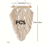 1/2PCS Boho Leaf Wall Hanging Tapestry Handmade Feather Décor Beige Brown