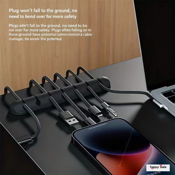 1pc Multi-Slot Self-Adhesive Cable Organizer Clip for Desk, Home, Office & Car |