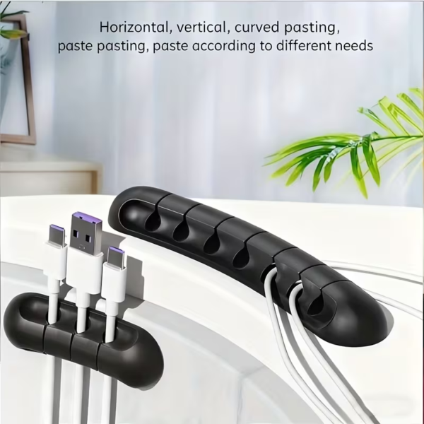 1pc Multi-Slot Self-Adhesive Cable Organizer Clip for Desk, Home, Office & Car |