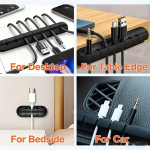 1pc Multi-Slot Self-Adhesive Cable Organizer Clip for Desk, Home, Office & Car |