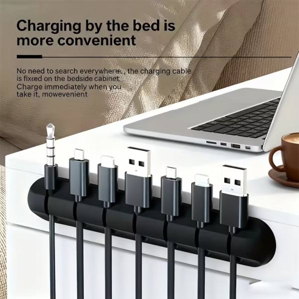 1pc Multi-Slot Self-Adhesive Cable Organizer Clip for Desk, Home, Office & Car |